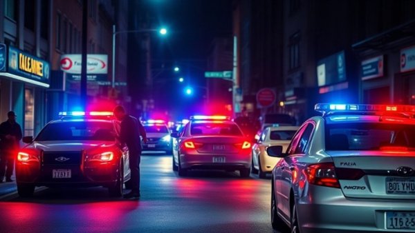 San Antonio news shooting, police cars with flashing lights at nighttime scene.