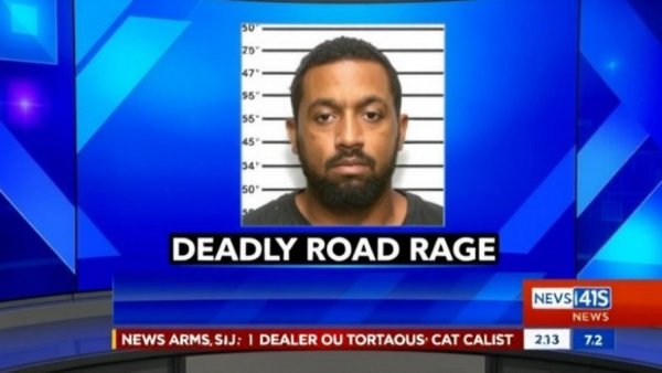 Dallas news screen about deadly road rage incident.