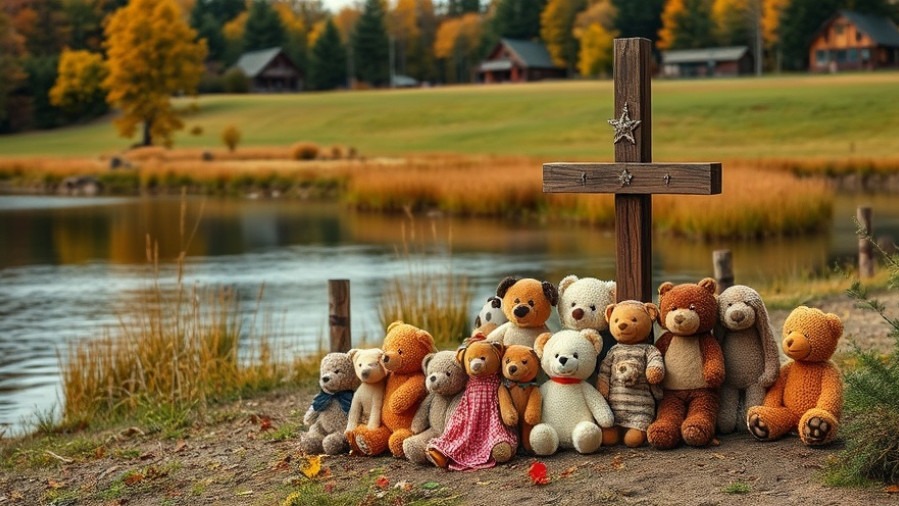 Picturesque riverside near Camp Mystic with scattered debris.