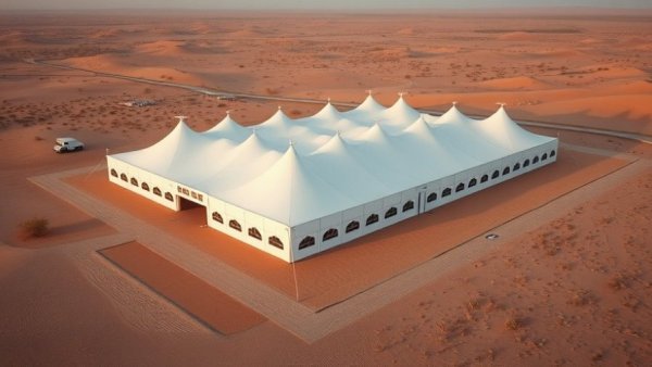 Aerial view of large tent structure at ICE facility in El Paso.