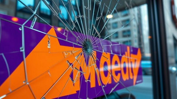 Cracked storefront with bullet holes, colorful geometric banner above.