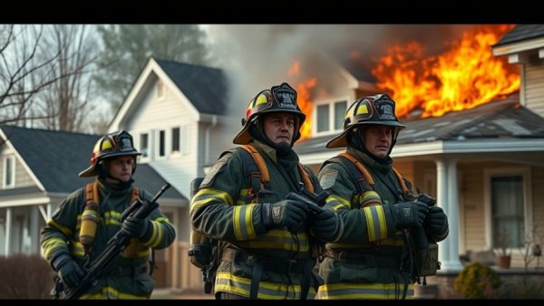 San Antonio firefighters combat suburban house fire with collapsed roof.