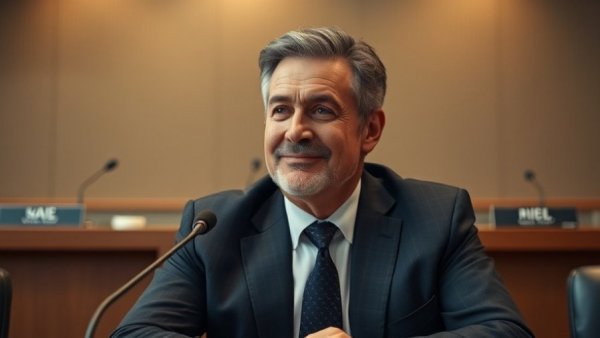 Thoughtful middle-aged man at a conference, Texas education takeover discussion