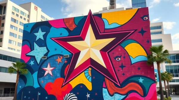 Urban mural art depicting a star, reflecting North Carolina domestic migration trends.