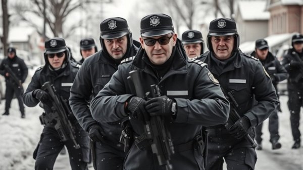Officers arresting individual during Texas immigration policy operation.
