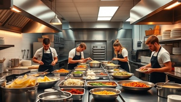Center Point ISD culinary arts program students in kitchen.