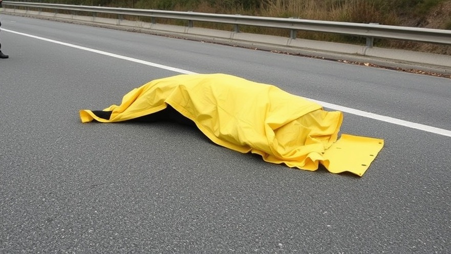 Night highway scene with truck and pedestrian, Austin traffic news.