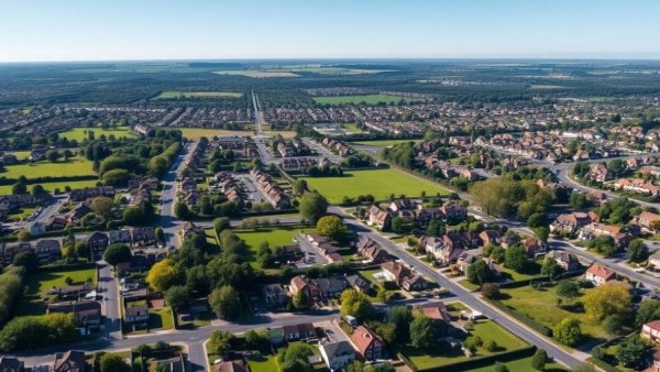 Aerial view of a sprawling suburban neighborhood in Texas, showcasing real estate development.