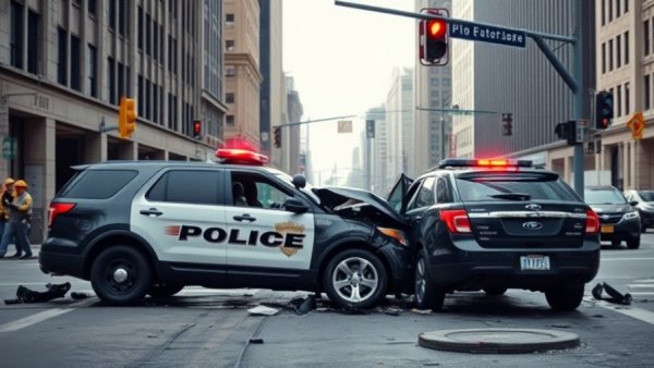 San Antonio news accident scene with police SUV and car at intersection.