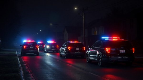 Lago Vista police SWAT incident scene with police vehicles and flashing lights.