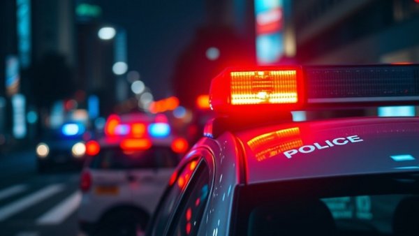 Police car with flashing lights, Houston crime news scene