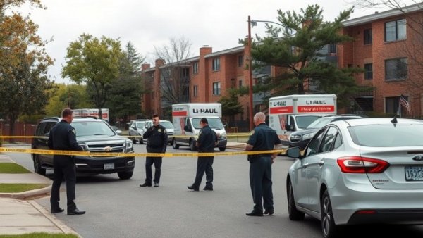 Houston crime scene with U-Haul and police, gun jugging incident.