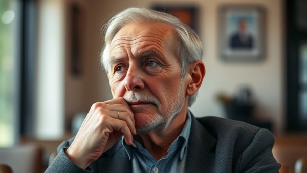 Thoughtful elderly man indoors related to Texas labor unions endorsements.