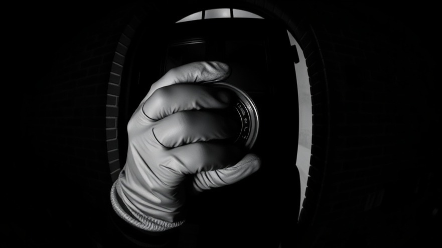 Amateur criminals obscuring a door camera lens, highlighting surveillance technology for community safety.