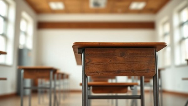 Empty classroom desks, Pomona Elementary student death context.