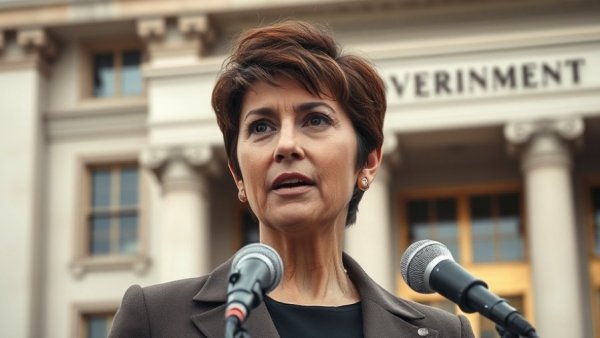 Trump officials oust Abigail Slater as DOJ antitrust chief during an outdoor press conference.