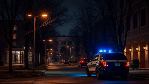 Nighttime police cars at South Carolina State University shooting site