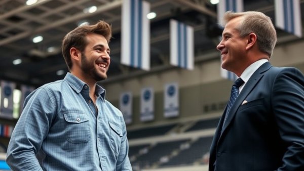 John Harbaugh New York Giants in sports facility chat.