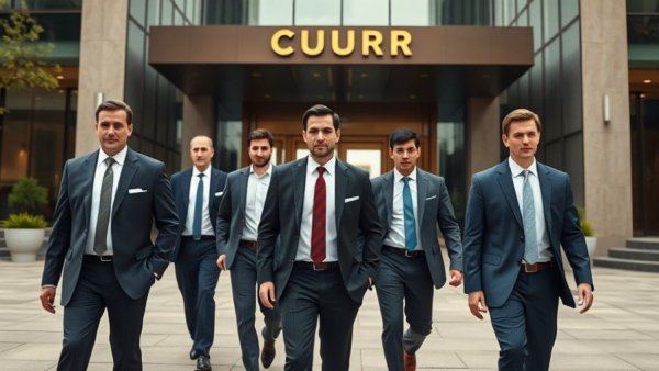 Breaking US News group of men outside courthouse.