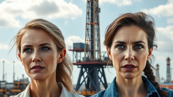 Domestic energy production with oil drilling rigs and speakers.