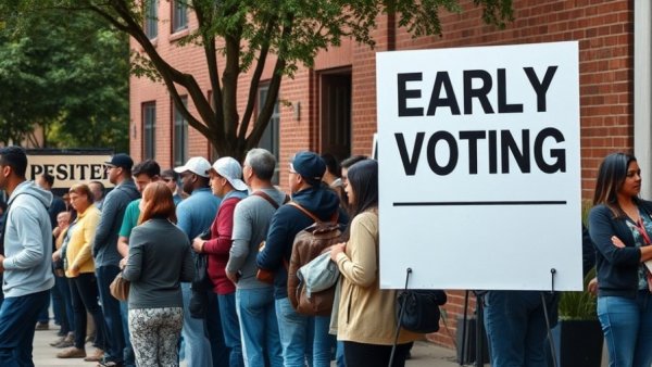 Voters lining up for early voting in Texas, 2026 primaries.