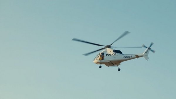 Helicopter flying in clear sky, Fox News reporting, search for Nancy Guthrie.