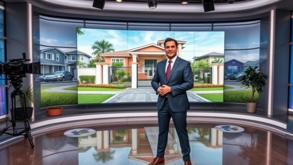 News anchor discusses Austin crime news next to gated community image.