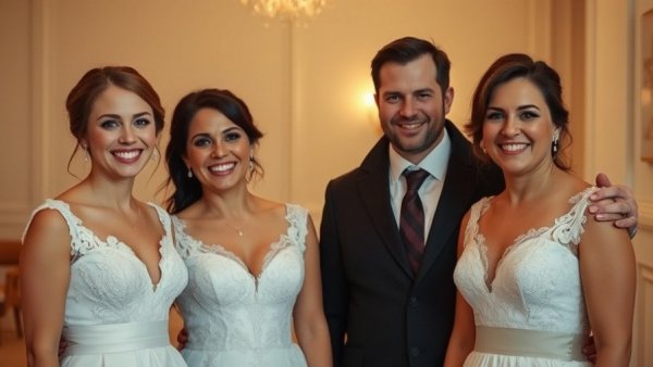 Dallas news: wedding photo of four smiling people, formal attire.