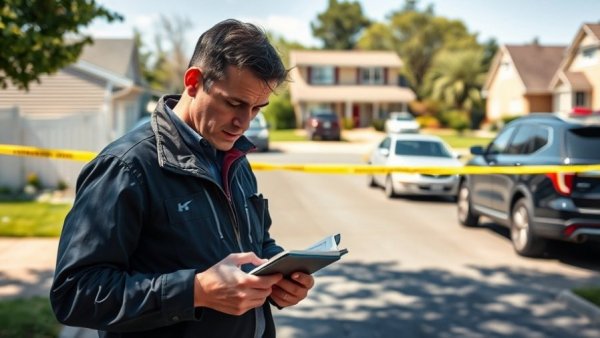 Crime scene investigator in Dallas, documenting evidence at shooting scene.