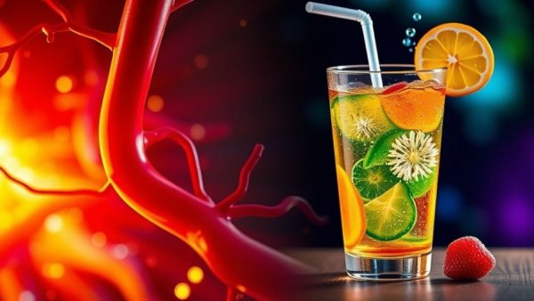 Illustration of vibrant drink symbolizing healthy aging nutrition