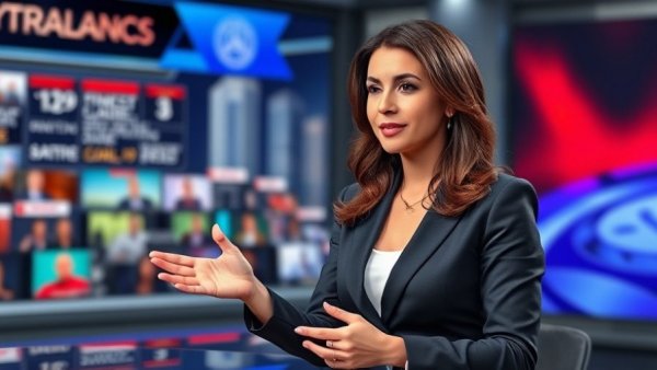 News anchor discussing voter ID laws on vibrant studio set.