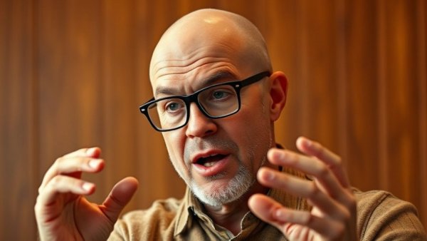 Bald man discussing DHS funding battle in formal setting