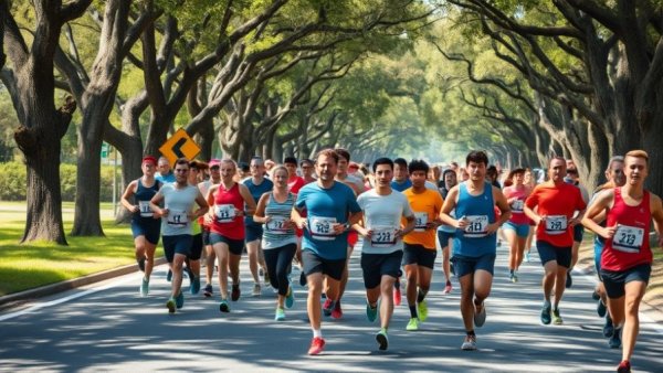 Runners at Austin Marathon 2026 on a sunny road course.
