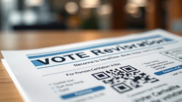 Close-up of voter registration certificate showing QR code.