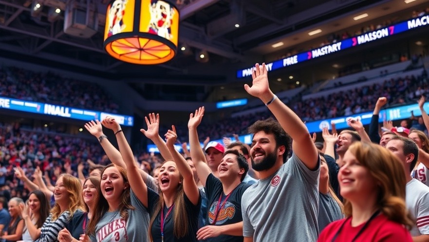 Excited basketball players celebrating in vibrant arena, San Antonio sports news.