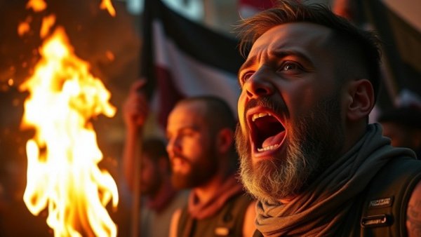 Protest over U.S. involvement in Iranian protests, photo burning.