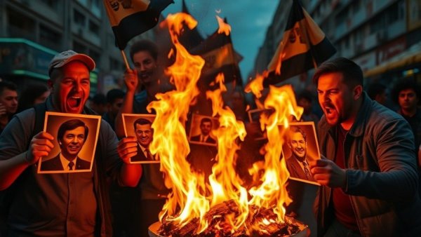 Protesters burning photographs, help for Iranian protesters.