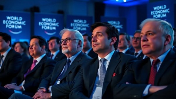Attendees at U.S. and Iran nuclear talks in blue-lit conference.