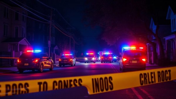 San Antonio crime scene at night with police and emergency vehicles