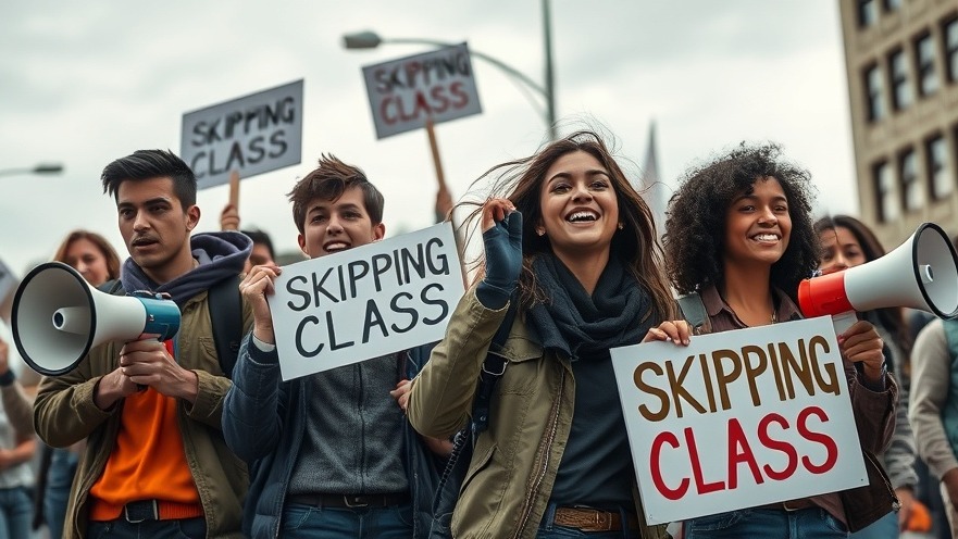 Young activists in Texas school districts investigations protest with signs and megaphones.