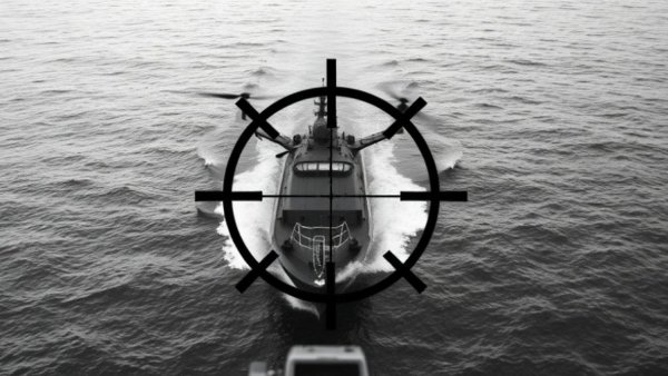 Aerial view of a boat targeted by US military strikes.