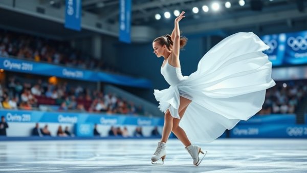 Figure skater elegantly performing at Olympics amidst espionage incident.
