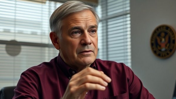 Older man interviewed on targeted kidnapping, in a news office setting.