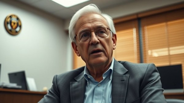 Older man speaking in office about targeted kidnapping on news