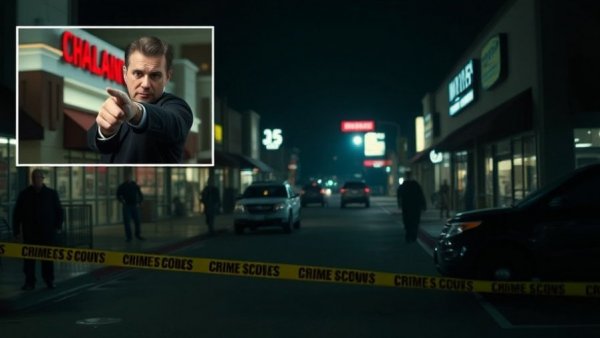 Houston news shooting scene at night outside a strip mall with police.
