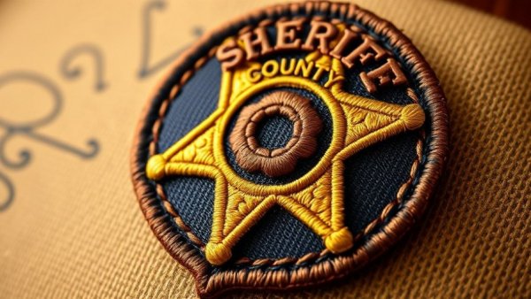 Patch of Bexar County Sheriff emblem, sharp focus, embroidery detail.