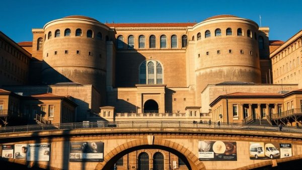 Dallas County Jail, imposing structure under clear sky.