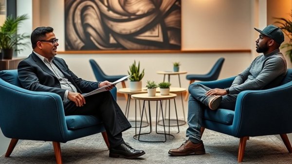 Two men in a modern interview setting discussing Rep. Tony Gonzales blackmail allegations.