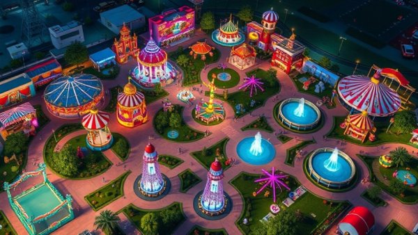 Aerial view of amusement park layout for Austin news