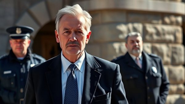 Prince Andrew investigation, man with serious expression beside police officer.